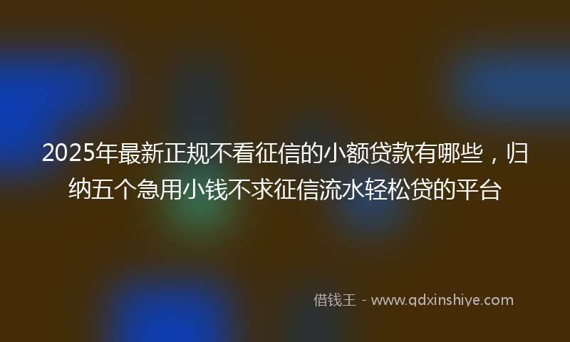 2025年最新正规不看征信的小额贷款有哪些，归纳五个急用小钱不求征信流水轻松贷的平台
