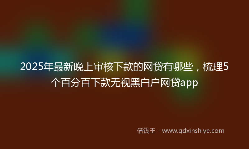 2025年最新晚上审核下款的网贷有哪些，梳理5个百分百下款无视黑白户网贷app