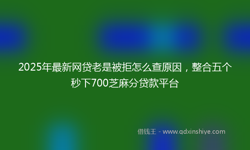 2025年最新网贷老是被拒怎么查原因，整合五个秒下700芝麻分贷款平台