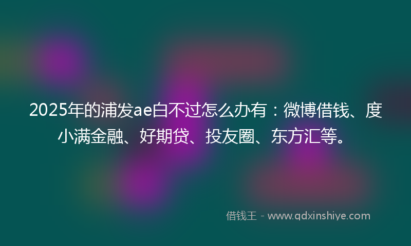 2025年的浦发ae白不过怎么办有：微博借钱、度小满金融、好期贷、投友圈、东方汇等。