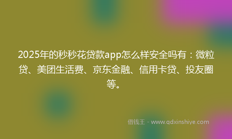 2025年的秒秒花贷款app怎么样安全吗有：微粒贷、美团生活费、京东金融、信用卡贷、投友圈等。