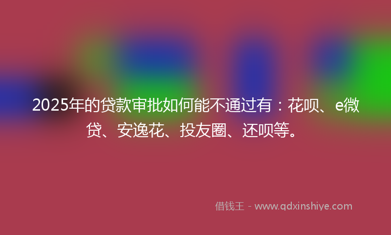 2025年的贷款审批如何能不通过有：花呗、e微贷、安逸花、投友圈、还呗等。