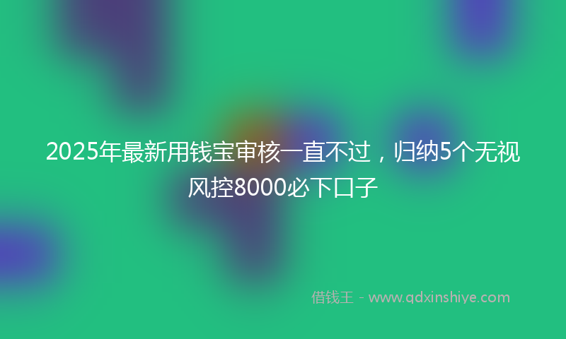 2025年最新用钱宝审核一直不过，归纳5个无视风控8000必下口子