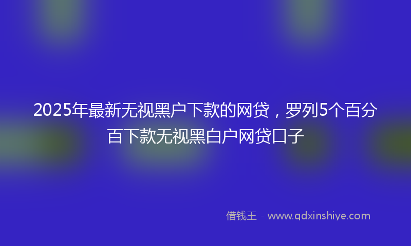 2025年最新无视黑户下款的网贷，罗列5个百分百下款无视黑白户网贷口子