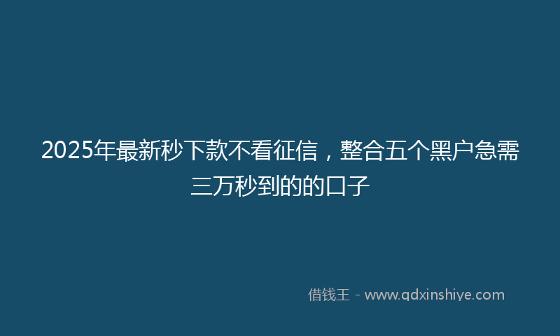 2025年最新秒下款不看征信，整合五个黑户急需三万秒到的的口子