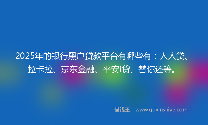 2025年的银行黑户贷款平台有哪些有：人人贷、拉卡拉、京东金融、平安i贷、替你还等。