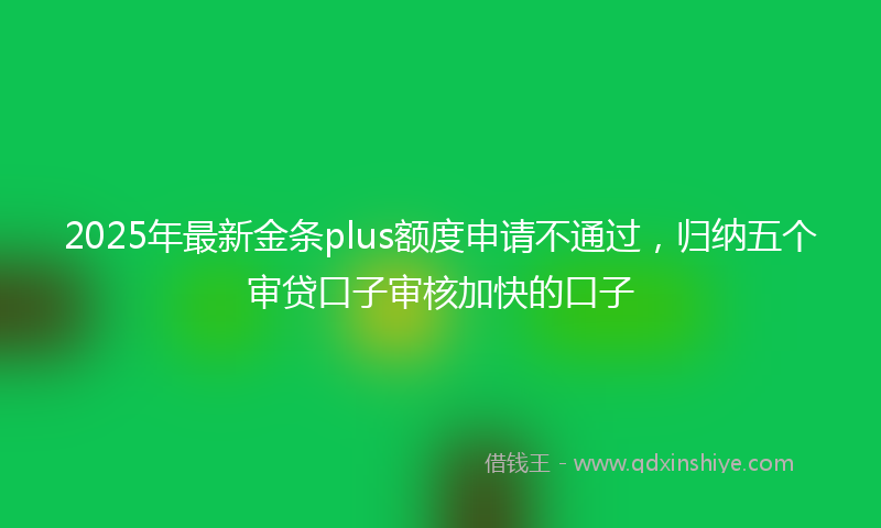 2025年最新金条plus额度申请不通过，归纳五个审贷口子审核加快的口子