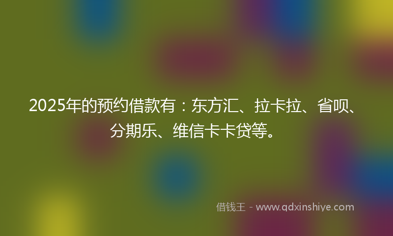 2025年的预约借款有：东方汇、拉卡拉、省呗、分期乐、维信卡卡贷等。