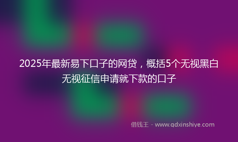 2025年最新易下口子的网贷，概括5个无视黑白无视征信申请就下款的口子