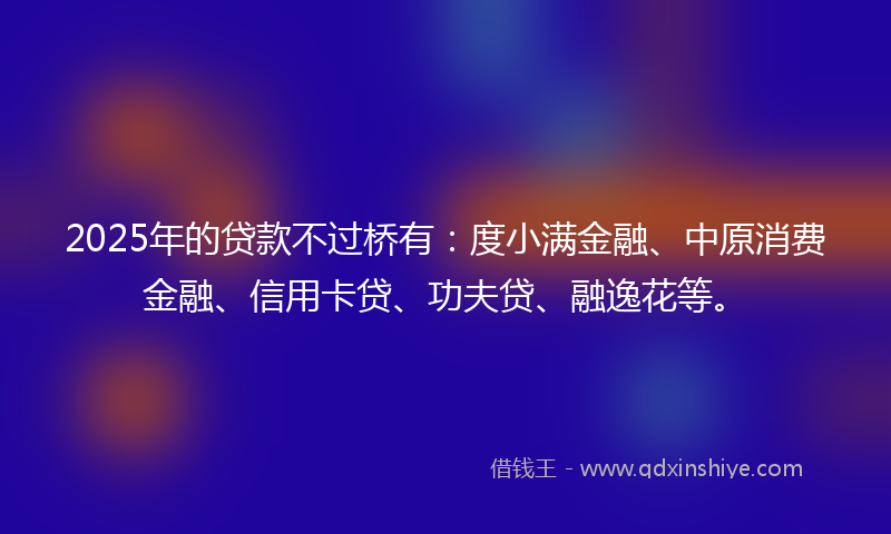 2025年的贷款不过桥有：度小满金融、中原消费金融、信用卡贷、功夫贷、融逸花等。