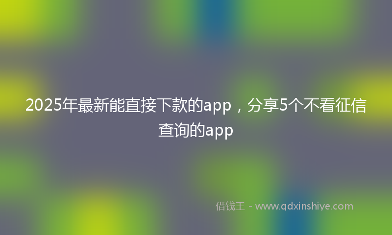 2025年最新能直接下款的app，分享5个不看征信查询的app
