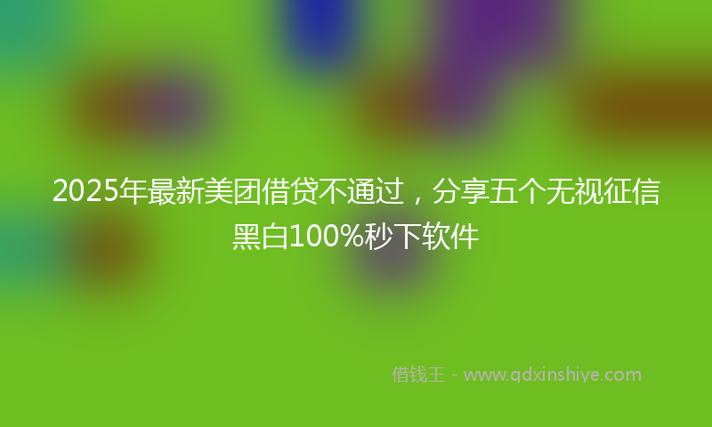 2025年最新美团借贷不通过，分享五个无视征信黑白100%秒下软件