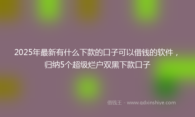 2025年最新有什么下款的口子可以借钱的软件，归纳5个超级烂户双黑下款口子