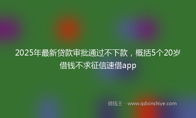 2025年最新贷款审批通过不下款，概括5个20岁借钱不求征信速借app