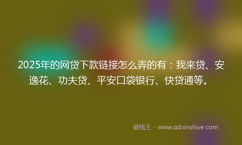 2025年的网贷下款链接怎么弄的有：我来贷、安逸花、功夫贷、平安口袋银行、快贷通等。