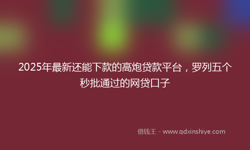 2025年最新还能下款的高炮贷款平台，罗列五个秒批通过的网贷口子