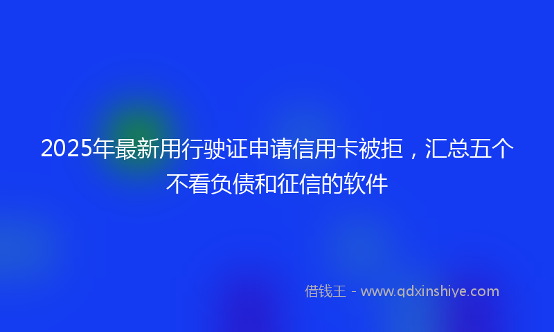 2025年最新用行驶证申请信用卡被拒，汇总五个不看负债和征信的软件