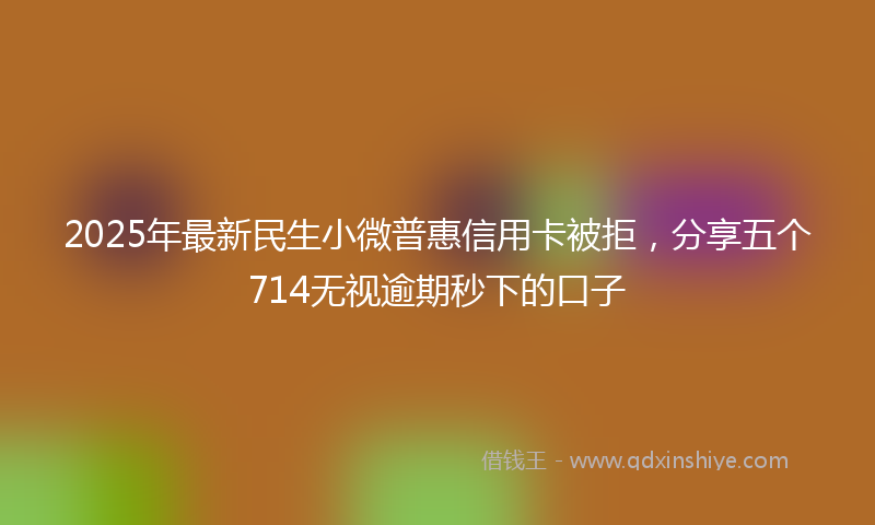 2025年最新民生小微普惠信用卡被拒，分享五个714无视逾期秒下的口子