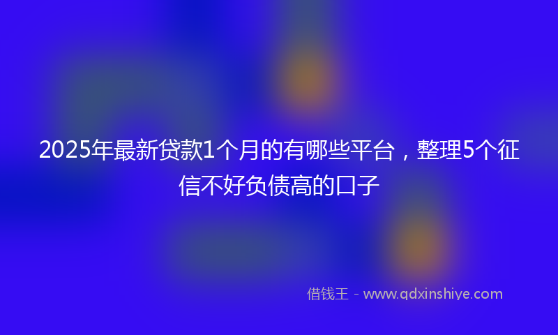 2025年最新贷款1个月的有哪些平台，整理5个征信不好负债高的口子