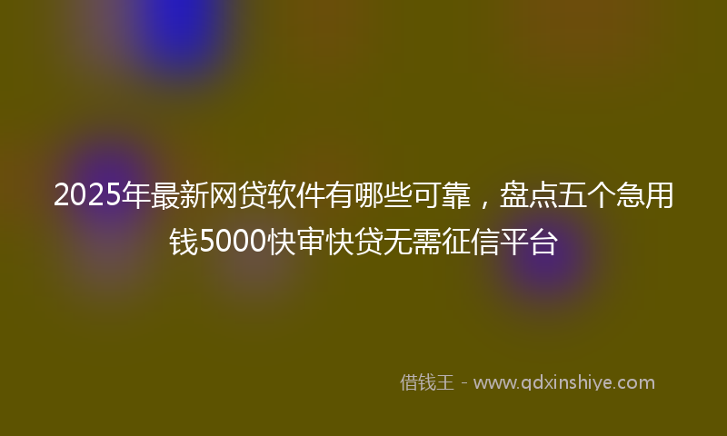 2025年最新网贷软件有哪些可靠，盘点五个急用钱5000快审快贷无需征信平台