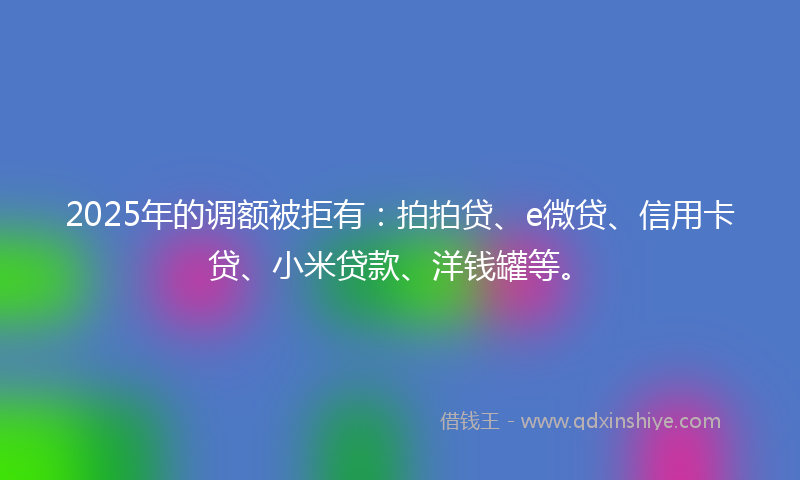2025年的调额被拒有：拍拍贷、e微贷、信用卡贷、小米贷款、洋钱罐等。