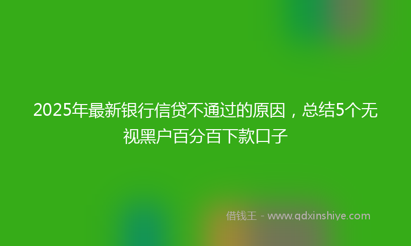 2025年最新银行信贷不通过的原因，总结5个无视黑户百分百下款口子
