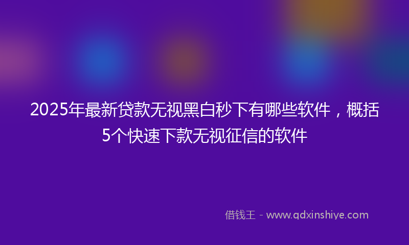2025年最新贷款无视黑白秒下有哪些软件，概括5个快速下款无视征信的软件