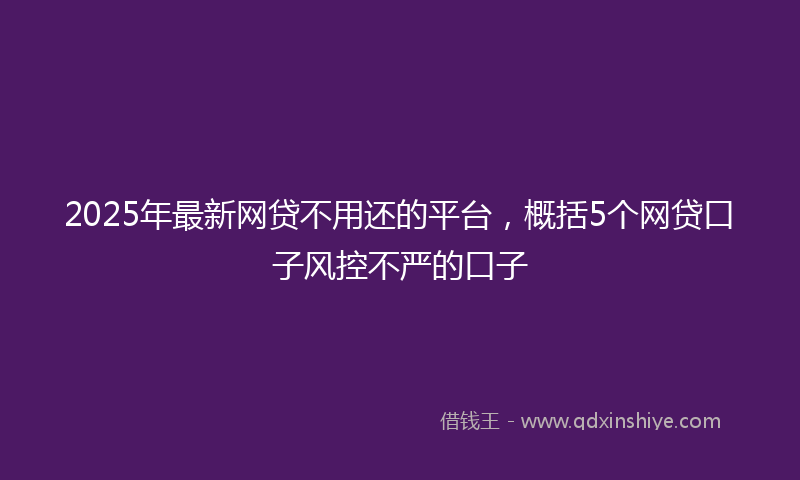 2025年最新网贷不用还的平台，概括5个网贷口子风控不严的口子