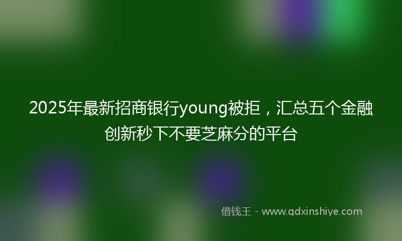 2025年最新招商银行young被拒，汇总五个金融创新秒下不要芝麻分的平台