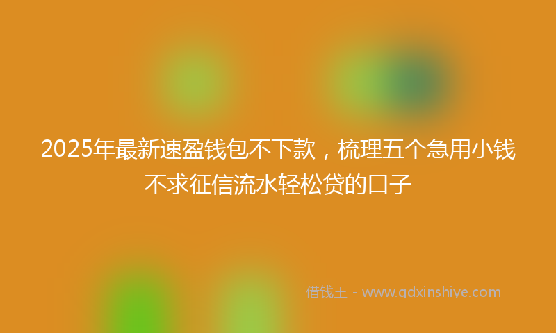 2025年最新速盈钱包不下款，梳理五个急用小钱不求征信流水轻松贷的口子