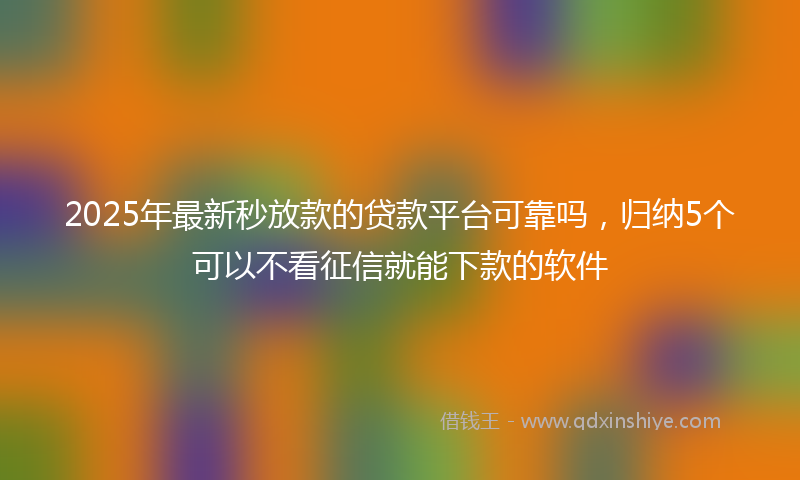 2025年最新秒放款的贷款平台可靠吗，归纳5个可以不看征信就能下款的软件