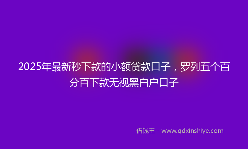 2025年最新秒下款的小额贷款口子，罗列五个百分百下款无视黑白户口子