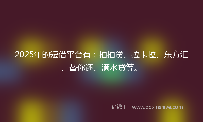 2025年的短借平台有：拍拍贷、拉卡拉、东方汇、替你还、滴水贷等。