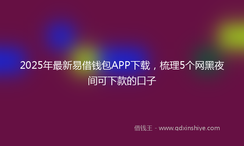 2025年最新易借钱包APP下载，梳理5个网黑夜间可下款的口子