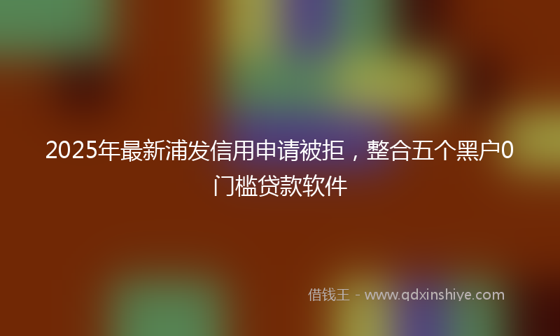 2025年最新浦发信用申请被拒，整合五个黑户0门槛贷款软件