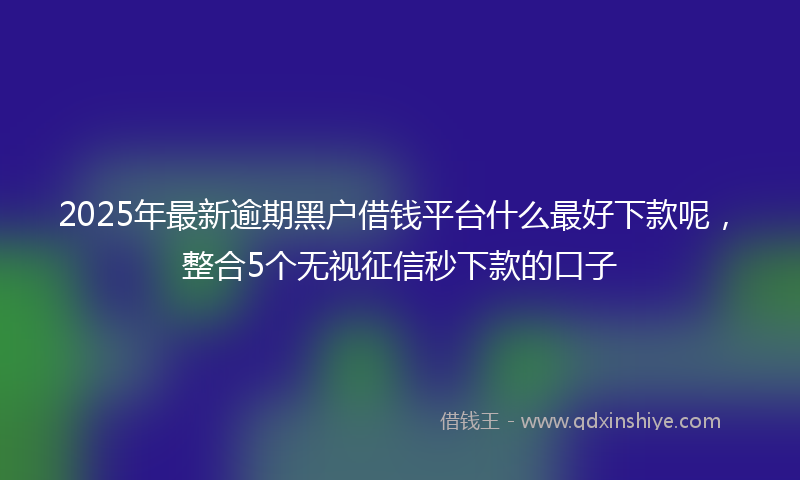 2025年最新逾期黑户借钱平台什么最好下款呢，整合5个无视征信秒下款的口子