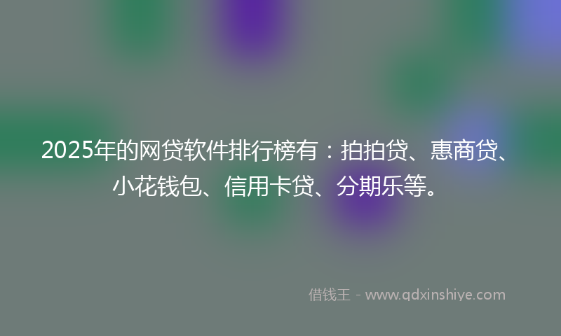 2025年的网贷软件排行榜有：拍拍贷、惠商贷、小花钱包、信用卡贷、分期乐等。