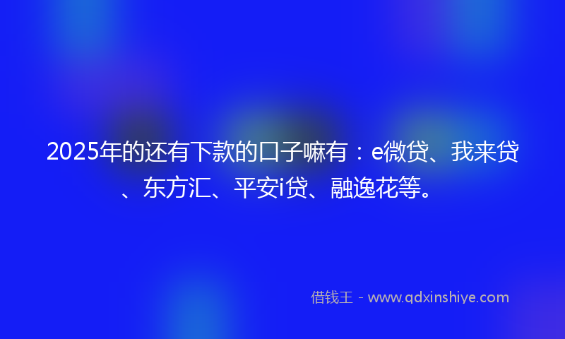 2025年的还有下款的口子嘛有：e微贷、我来贷、东方汇、平安i贷、融逸花等。