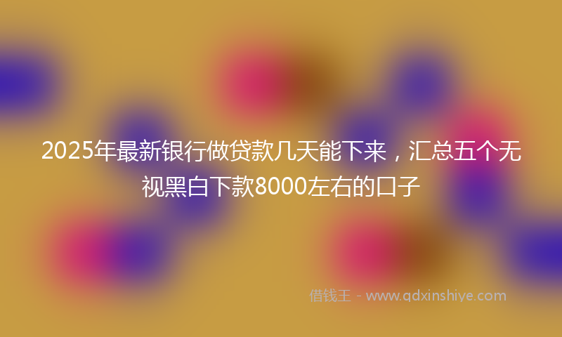 2025年最新银行做贷款几天能下来，汇总五个无视黑白下款8000左右的口子