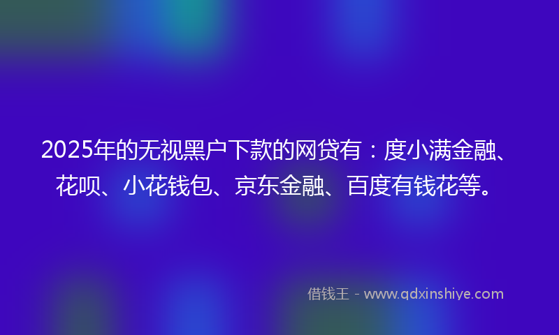 2025年的无视黑户下款的网贷有：度小满金融、花呗、小花钱包、京东金融、百度有钱花等。