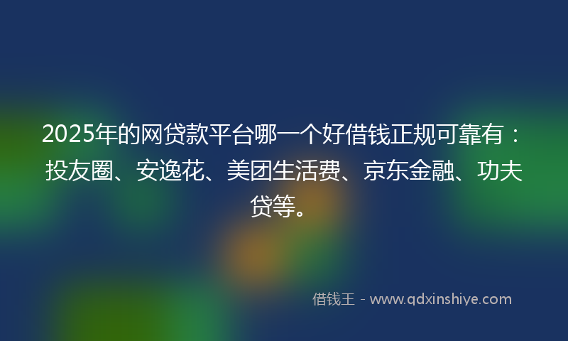 2025年的网贷款平台哪一个好借钱正规可靠有：投友圈、安逸花、美团生活费、京东金融、功夫贷等。