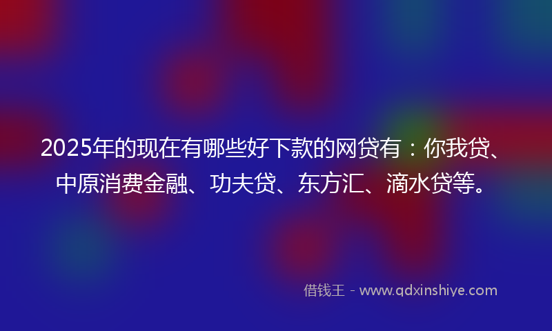 2025年的现在有哪些好下款的网贷有：你我贷、中原消费金融、功夫贷、东方汇、滴水贷等。