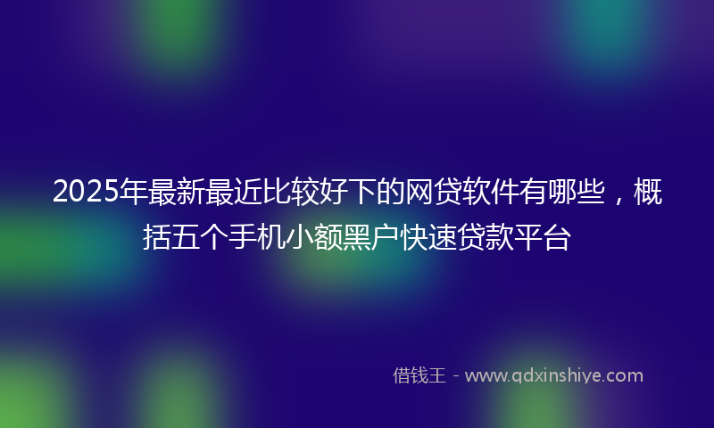 2025年最新最近比较好下的网贷软件有哪些，概括五个手机小额黑户快速贷款平台