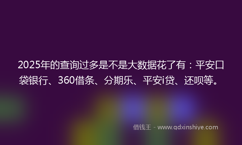 2025年的查询过多是不是大数据花了有：平安口袋银行、360借条、分期乐、平安i贷、还呗等。
