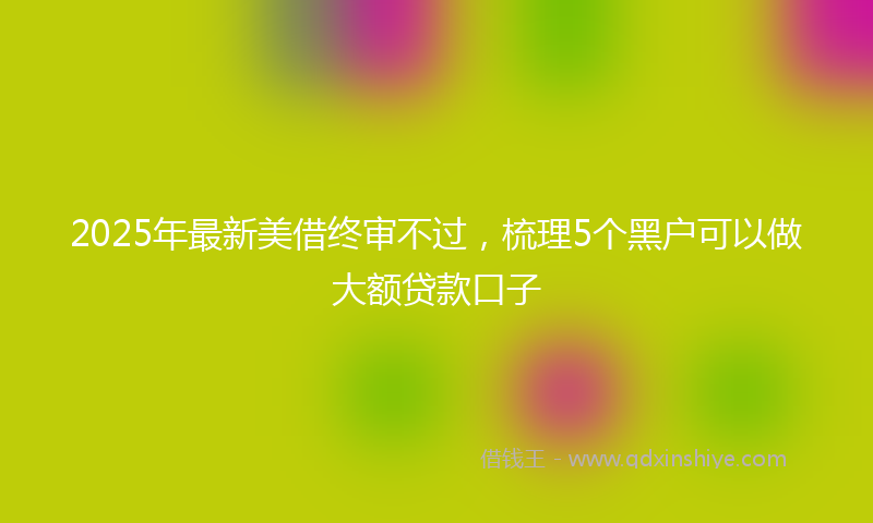 2025年最新美借终审不过,梳理5个黑户可以做大额贷款口子