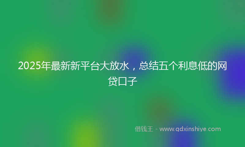2025年最新新平台大放水，总结五个利息低的网贷口子
