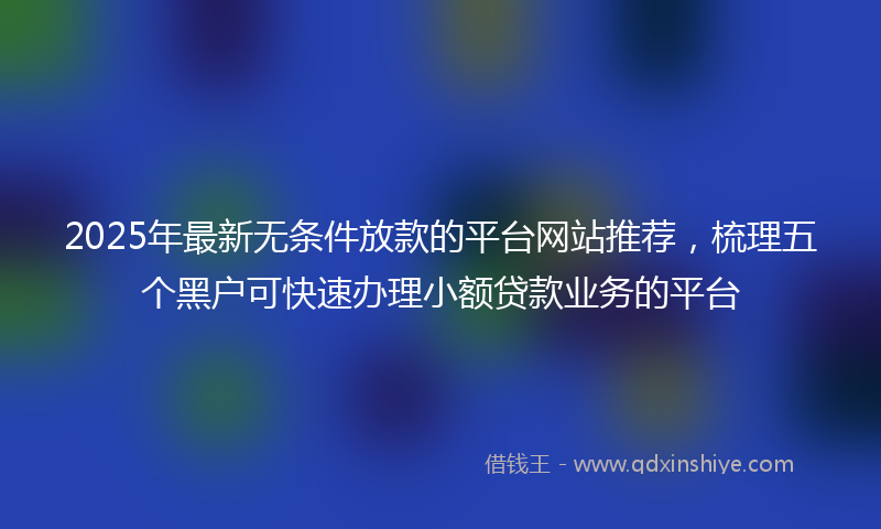 2025年最新无条件放款的平台网站推荐，梳理五个黑户可快速办理小额贷款业务的平台