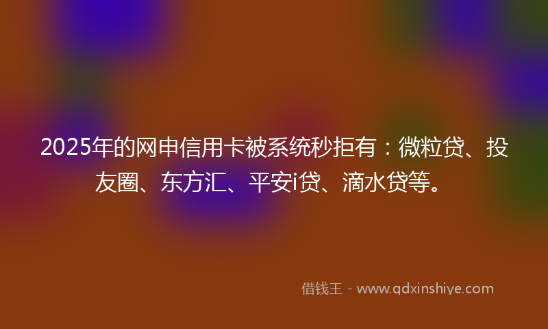 2025年的网申信用卡被系统秒拒有：微粒贷、投友圈、东方汇、平安i贷、滴水贷等。