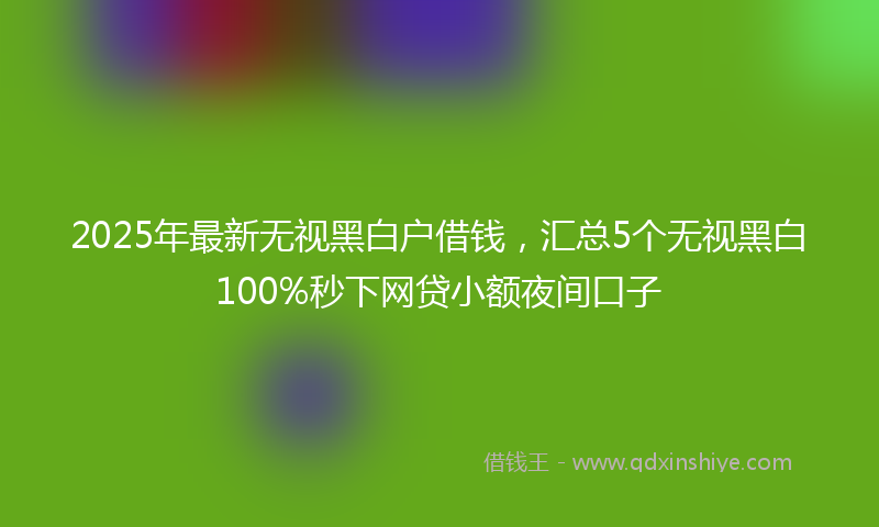 2025年最新无视黑白户借钱，汇总5个无视黑白100%秒下网贷小额夜间口子