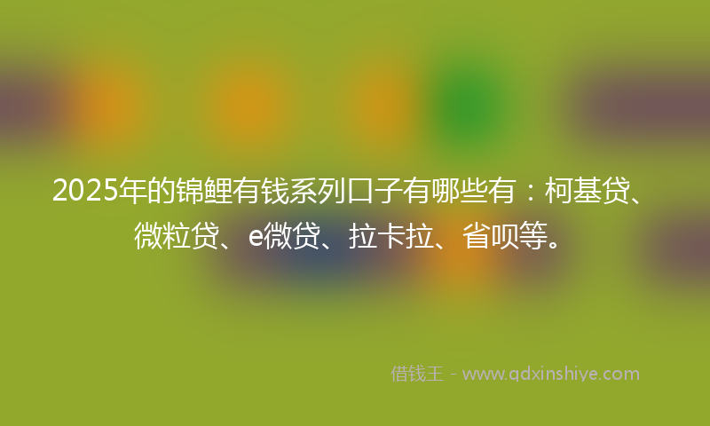 2025年的锦鲤有钱系列口子有哪些有：柯基贷、微粒贷、e微贷、拉卡拉、省呗等。